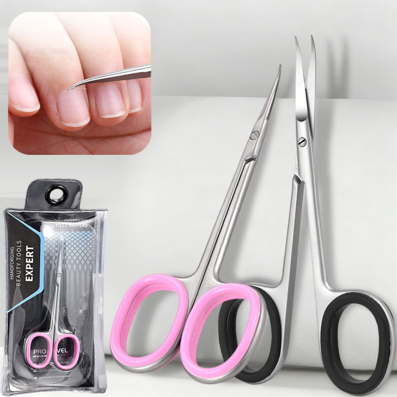 Nail Extension Form - ステンレス鋼の湾曲した先端のキューティクルはさみ、角質除去、ネイルアート、キューティクルカッター、プロ用マニキュアツール、眉毛ツール