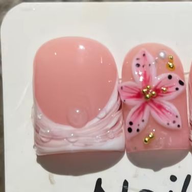 Nail Art Pink - 10個/セット ヌードピンクグラデーション ショートハンドメイドプレスオンネイル レオパード柄ネイルアート付き クールガールズサマー キャットアイつけ爪