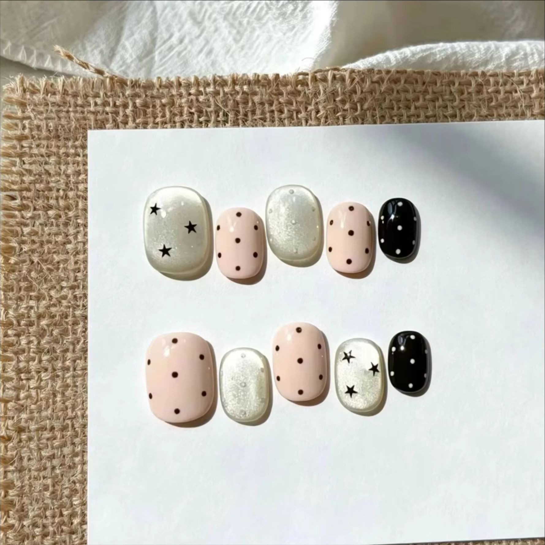 Nail Art Gliter - 10枚入り Y2K ホットガール ショートスクエア つけ爪 パープル