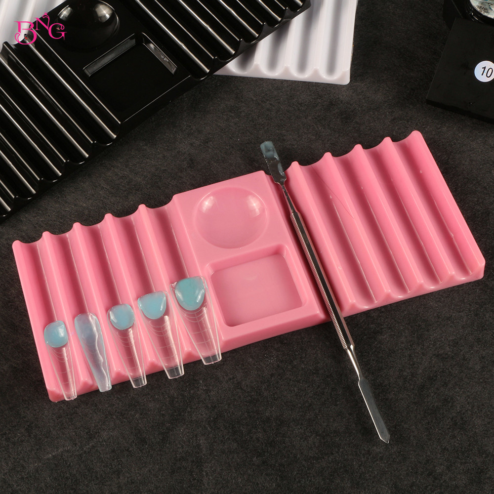 Nail Extension Form - BNGデュアルフォームホルダー プラスチック製ペンスタンド ネイルアートツール用 ネイルブラシホルダー収納 ネイルエクステンションモールドホルダー