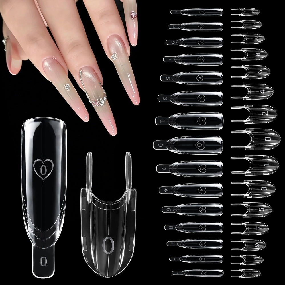 Nail Extension Form - 120個入り ロケット型サンドイッチデュアルネイルフォーム クリアフルカバーネイルアートエクステンション 再利用可能 DIYネイルアート マニキュアツール