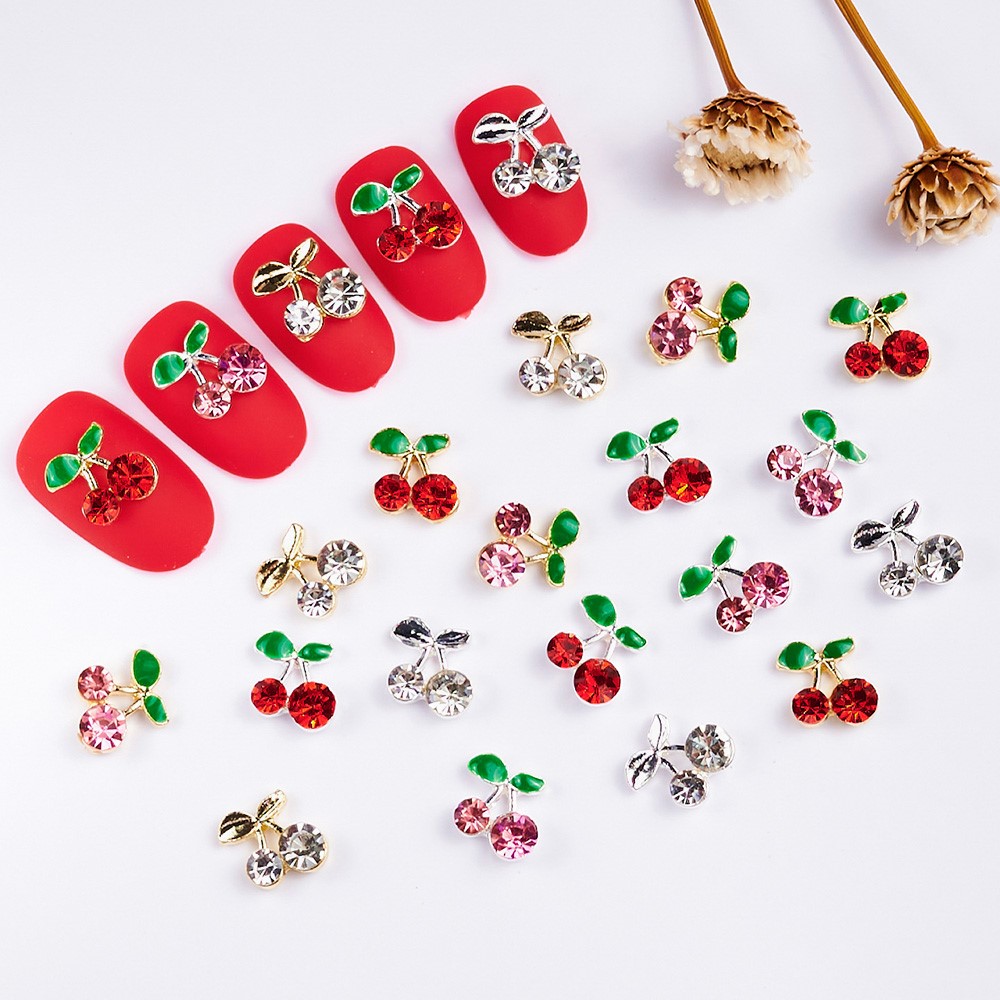 40個入り 3D シャイニーピンク＆レッドチェリーネイルダイ - Nail Art Red Cherry のレビューと価格