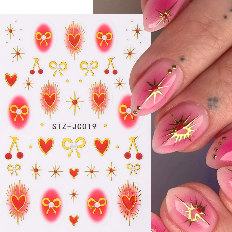 Y2K ブロンジングハートブラッシャーステッカー ネイルアー - Nail Art Red Cherry のレビューと価格