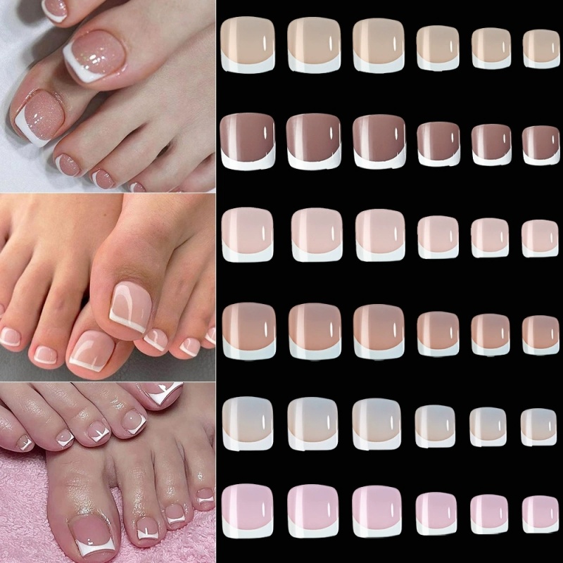 120枚入り スクエアフレンチチップ トゥプレスオンネイル  - Nail Art Pink のレビューと価格