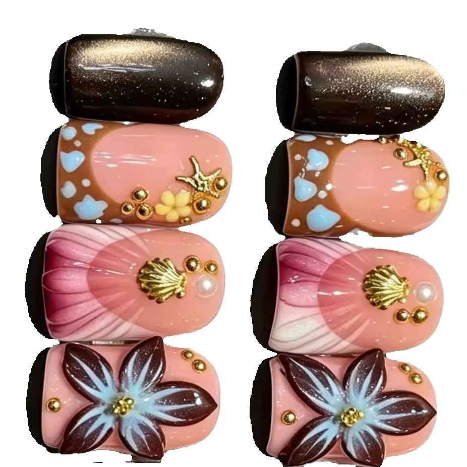 10個/セット ヌードピンクグラデーション ショートハンドメ - Nail Art Pink のレビューと価格