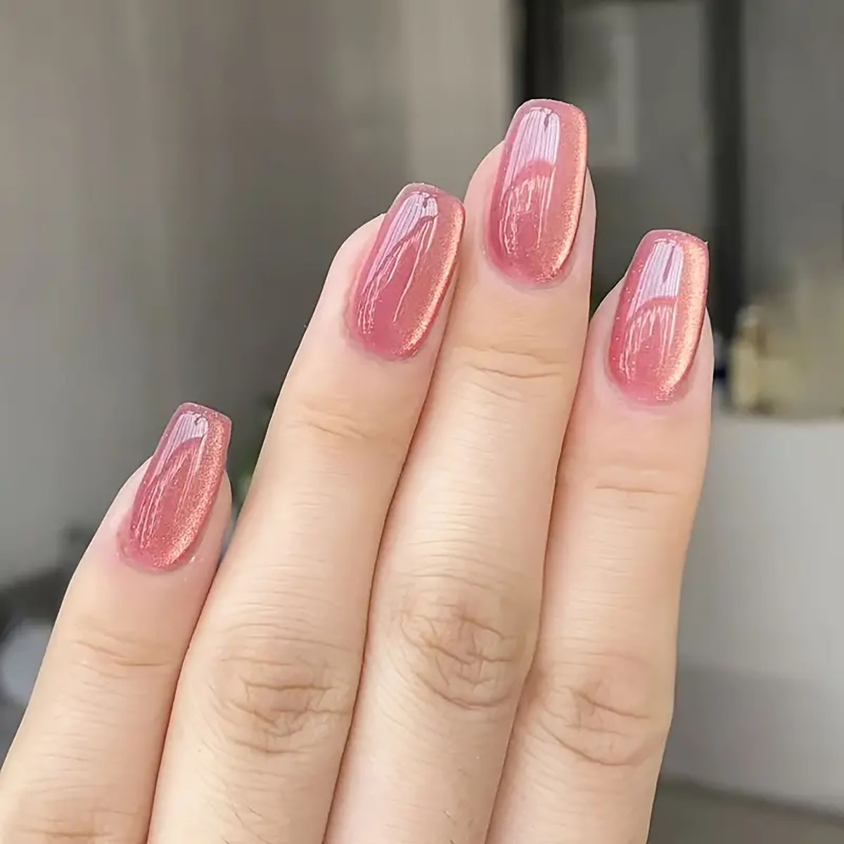 女性のための短い正方形の偽のバレエネイル,光沢のある,緑,青 - Nail Art Gliter のレビューと価格