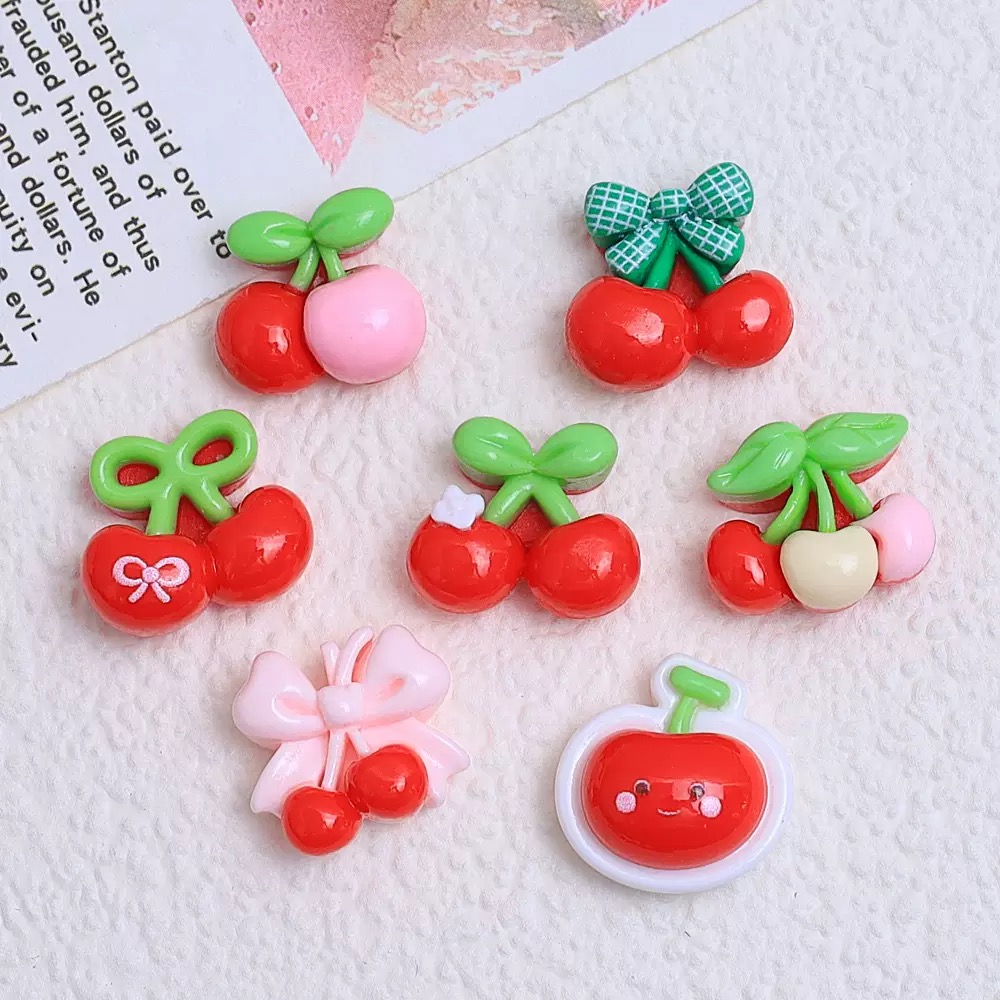 20個入り キュートなミニ漫画、様々な赤いチェリー付き ネイ - Nail Art Red Cherry のレビューと価格