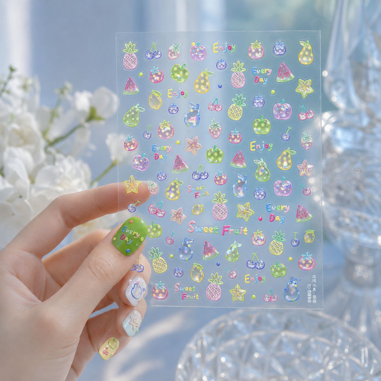 かわいいゼリー 5D ネイルアートステッカーフルーツ透明ツイ - Nail Art Red Cherry のレビューと価格