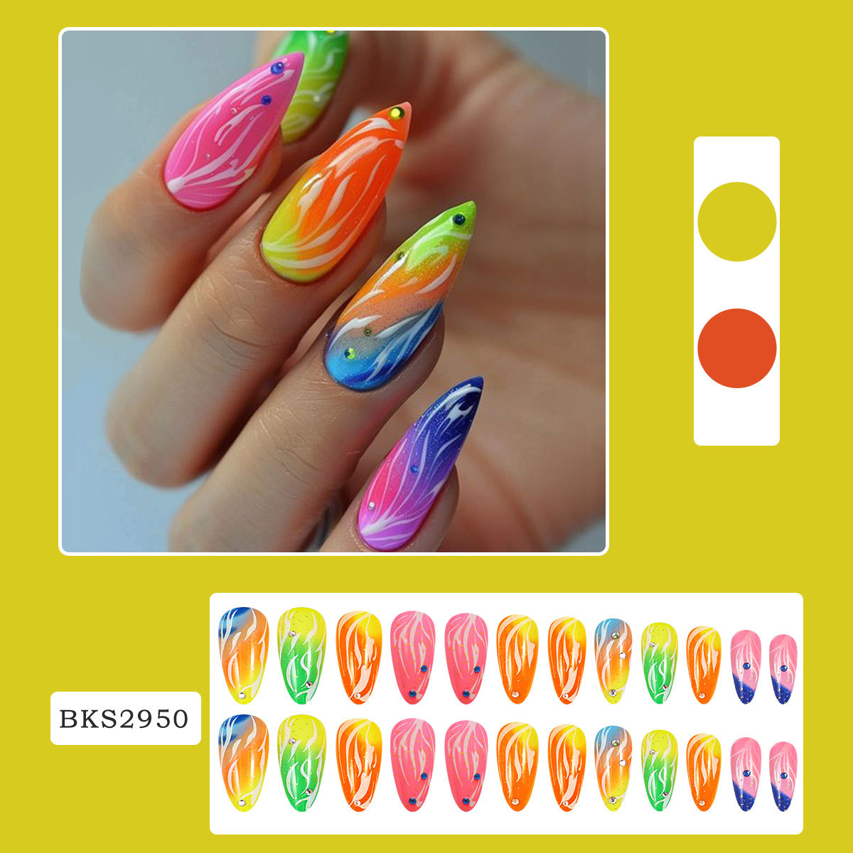 スネークネイルとラインストーン,スティレット,グリーン,キラ - Nail Art Gliter のレビューと価格