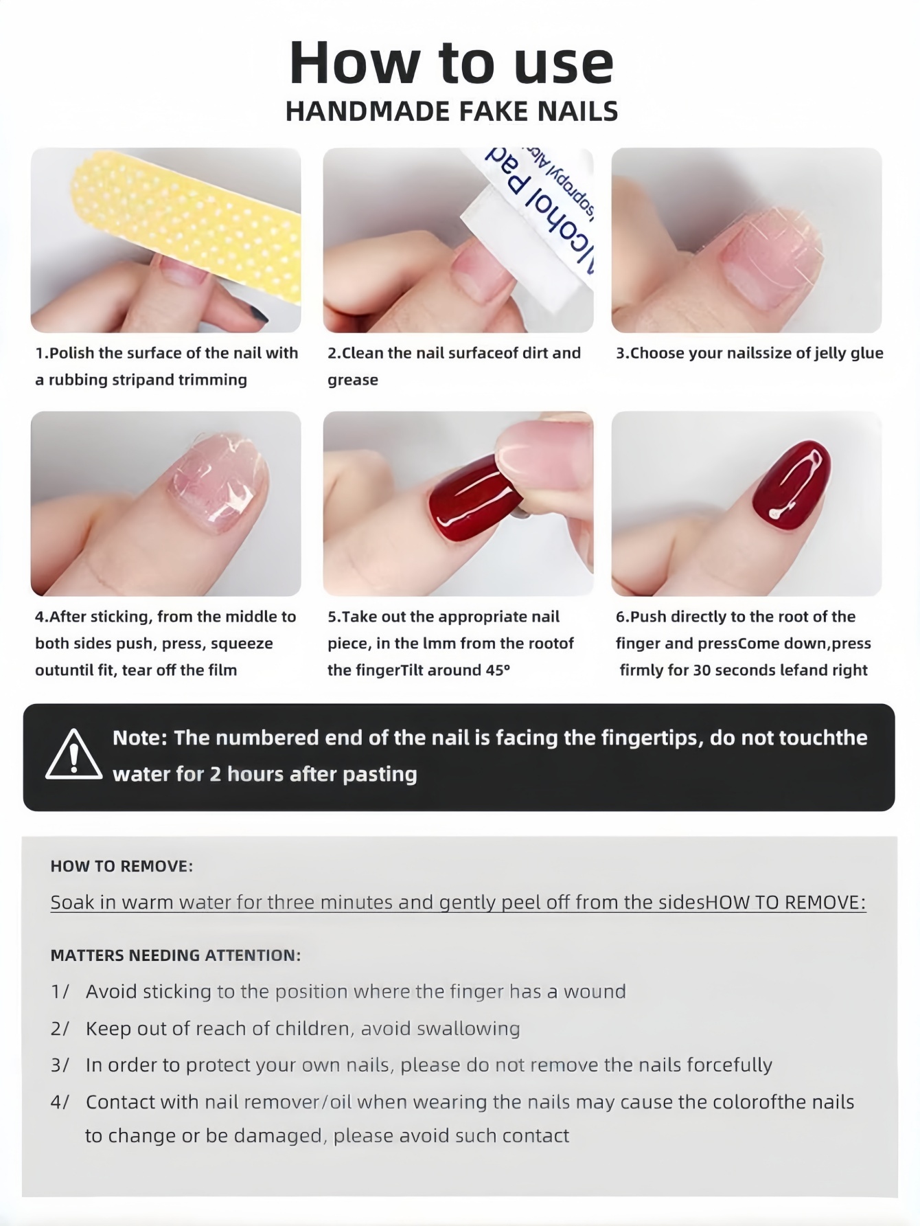 10ピースセット、アーモンド型のつけ爪、黒と白のコントラスト - Nail Art Gliter のレビューと価格