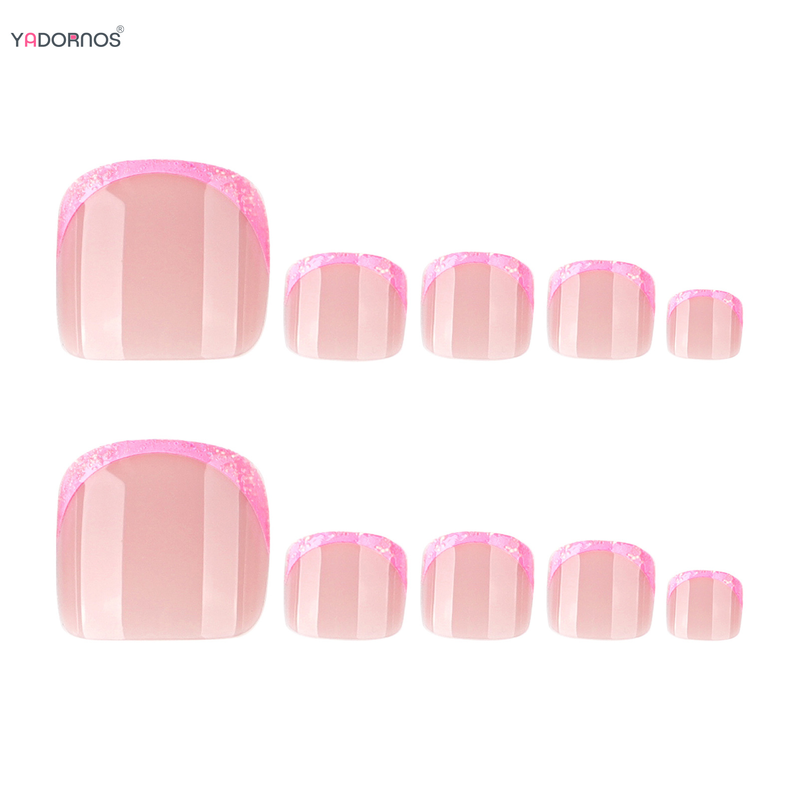 ピンクフレンチヒント偽足の爪 24 個ヌードカラープレス足の - Nail Art Gliter のレビューと価格