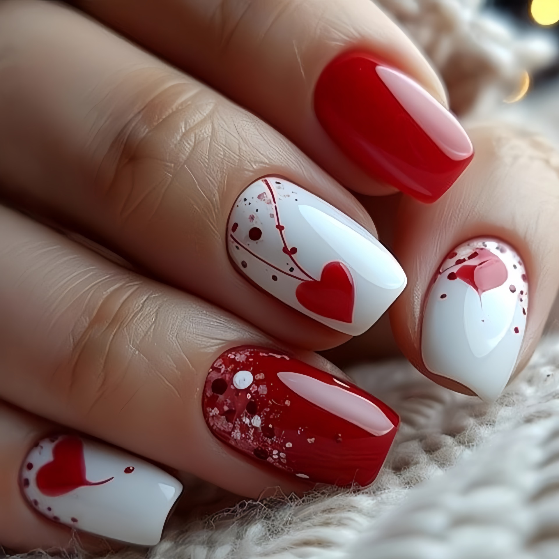 バレンタインデー用のグラデーションレッドピンクハートの女性用 - Nail Art Pink のレビューと価格