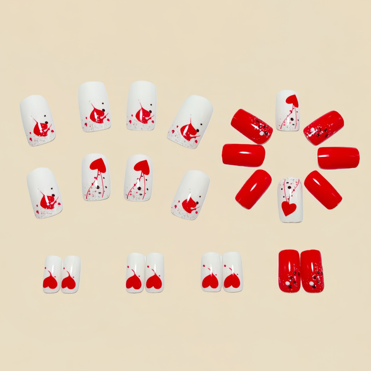 バレンタインデー用のグラデーションレッドピンクハートの女性用 - Nail Art Pink のレビューと価格