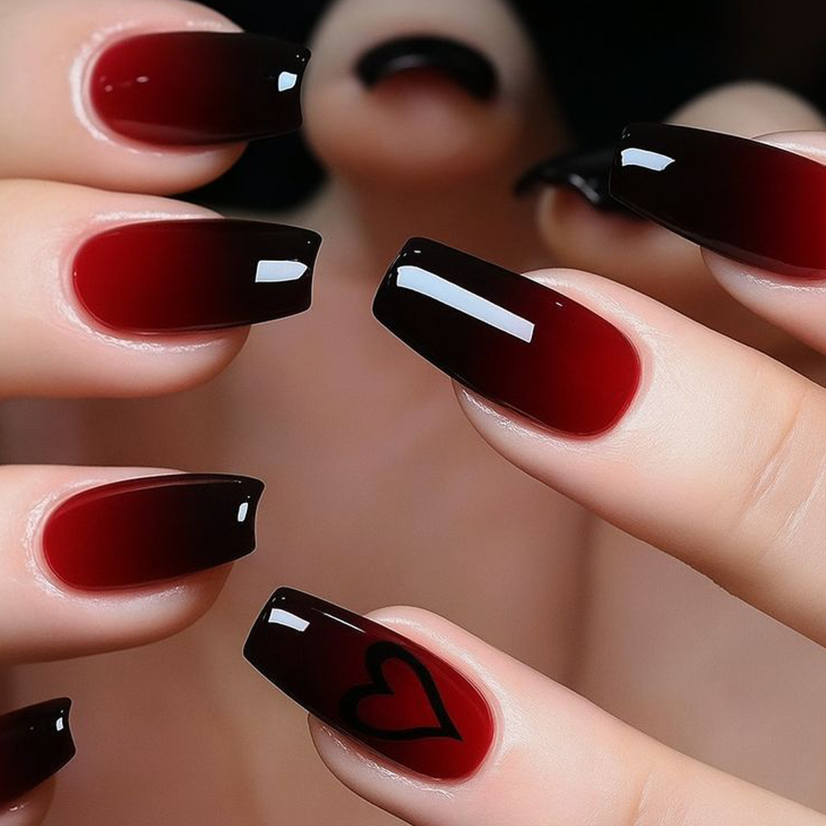 バレンタインデー用のグラデーションレッドピンクハートの女性用 - Nail Art Pink のレビューと価格