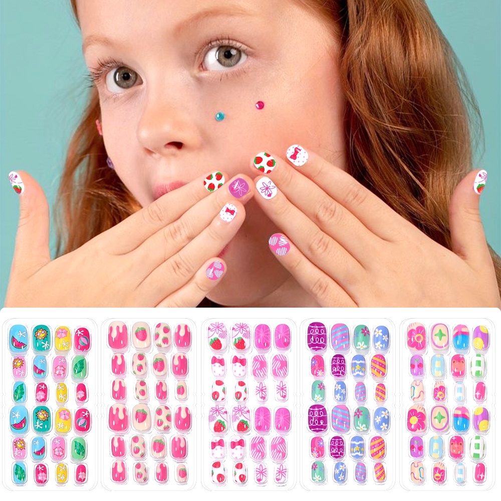 120 個 5 セットキャンディーキッズプレスオンネイル子供 - Nail Art Pink のレビューと価格