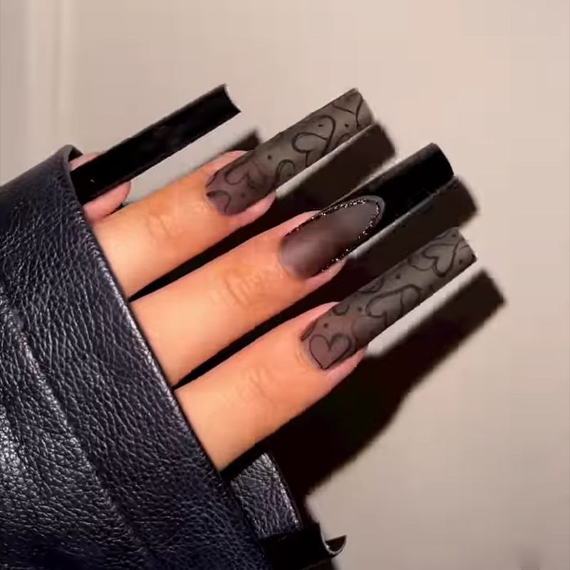 24枚入り ロングコフィンスクエアヘッドフェイクネイル グリ - Nail Art Gliter のレビューと価格